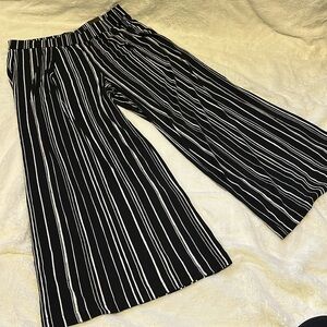 Chicos Black Label Striped Palazzo Wide Leg Pants